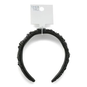 Time and Tru Women’s Black Satin Pleated Flat Wide Hair Headband OSFM